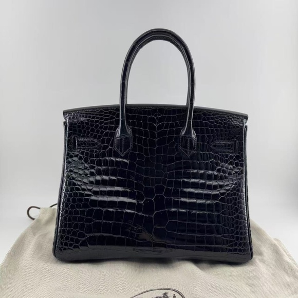 Hermes Birkin 30 in black crocodile skin - Picture 6 of 10
